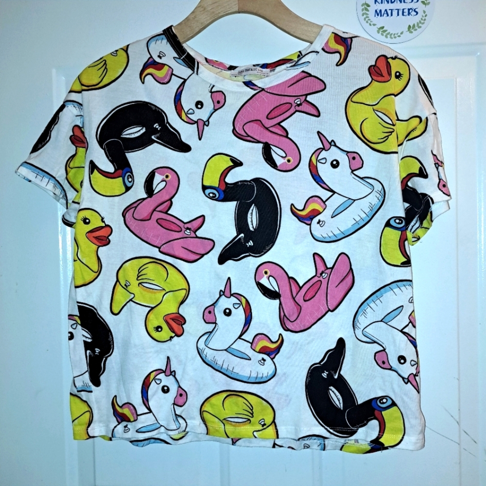 Zara Trefalac Pool Floats Graphic Tee Women's Size Small
